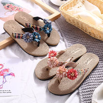 Imitation of womens sandals Korean version of wearing seaside Flip-flops flat beach beach flat heels sandals female student slippers