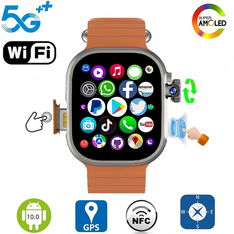 Overseas International Version Dw100 Pro Smart Phone Watch with Sim Card, 5g Fingerprint Unlocking, Wifi Connection, and Gps Positioning