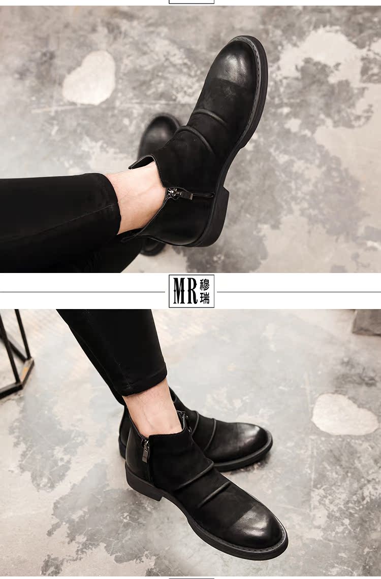 Giày nam mùa đông Anh Retro Martin Boots Giày nam Tide Wild Men Giày da cao cấp Da ấm Chelsea Boots giày boot nam hà nội