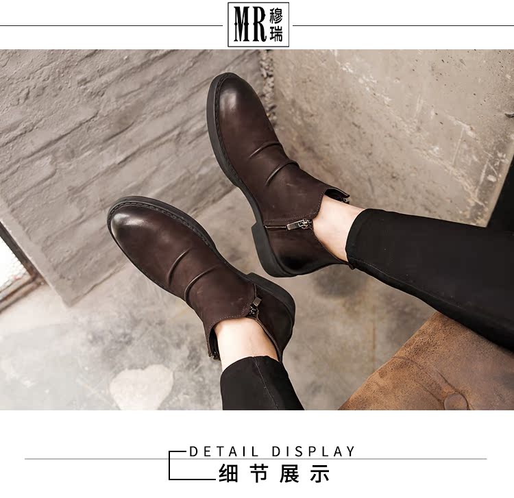 Giày nam mùa đông Anh Retro Martin Boots Giày nam Tide Wild Men Giày da cao cấp Da ấm Chelsea Boots giày boot nam hà nội