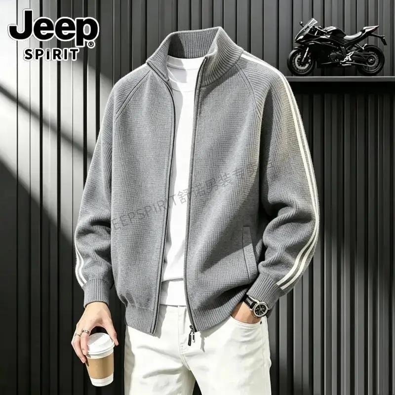 Jeep Jeep Autumn and Winter Stand-Up Collar Cardigan Jacket Men's Zippered Knitwear Lazy Style Sports Casual Stripesd Sweater Jeep Jeep Autumn and Winter Stand-Up Collar Cardigan Jacket Men's Zippered Knitwear Lazy Style Sports Casual Stripesd Sweater