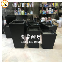 Outdoor Square GRP Flower Pot Garden Forest Landscape Black Flower Bowl Mall Hotel Combined Trapezoidal Flower Boxes