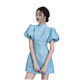 2022 summer new product improved version retro design blue cheongsam short-sleeved dress banquet dress women's clothing