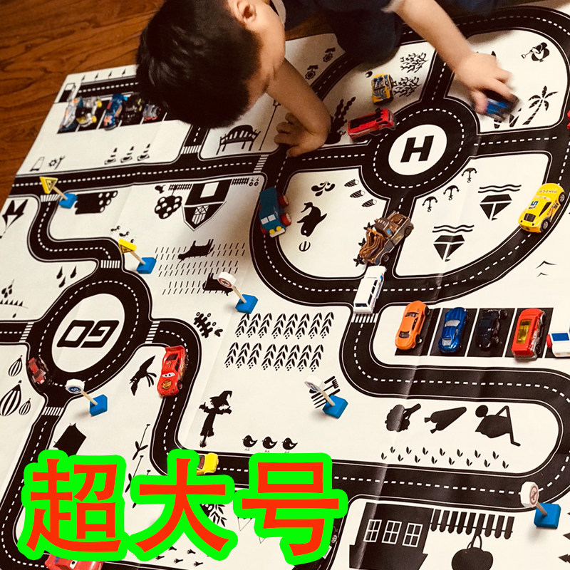 Children's urban traffic Scene map Early teaching Toys car Road road road car park Climbing Game Mat