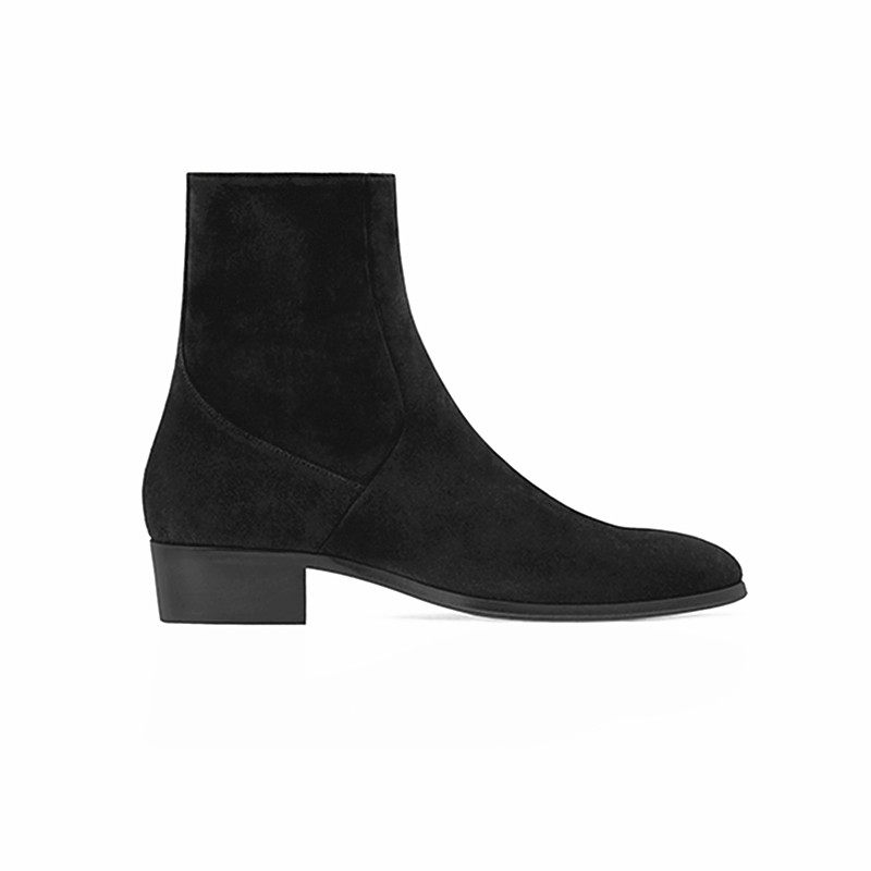 Chelsea boots men's leather short boots CHELSEA BOOT men's boots British style pointed toe scrub zipper men's boots