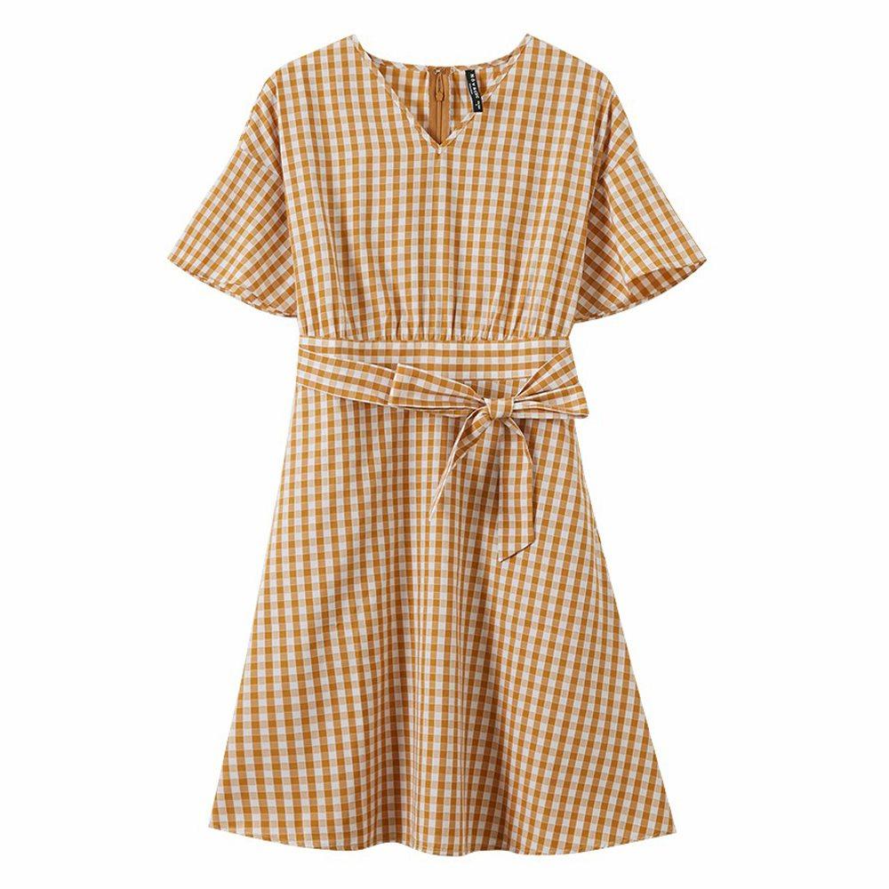 Metersbonwe women's summer dress new casual trend plaid cotton dress 243135