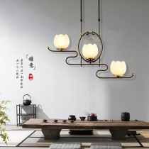 New Chinese Zen all-copper chandelier restaurant dining hall dining room room long desk Chinese style marble chandelier