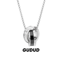 Official authentic double ring necklace for men, trendy and handsome, simple, high-end, niche design, versatile men's pendant for boyfriend