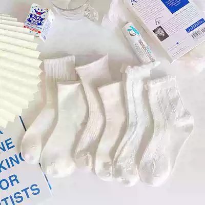 jk white socks female ins tide cute Japanese lolita Korean student lolita mid-tube socks summer thin section