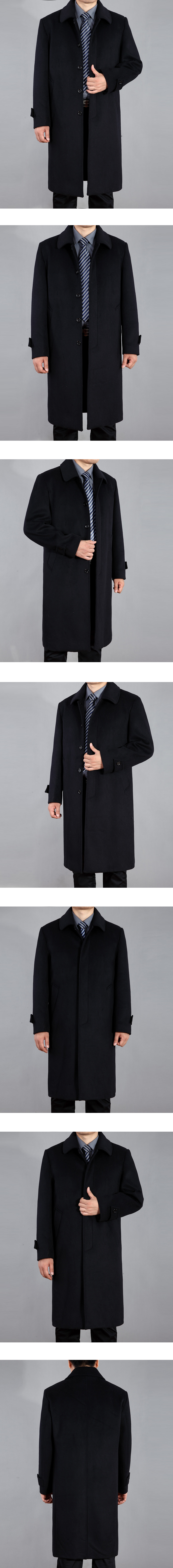 Mùa thu và mùa đông tải áo khoác cashmere mới cho nam áo gió nam trung niên len dài áo khoác dày cha áo cardigan nam