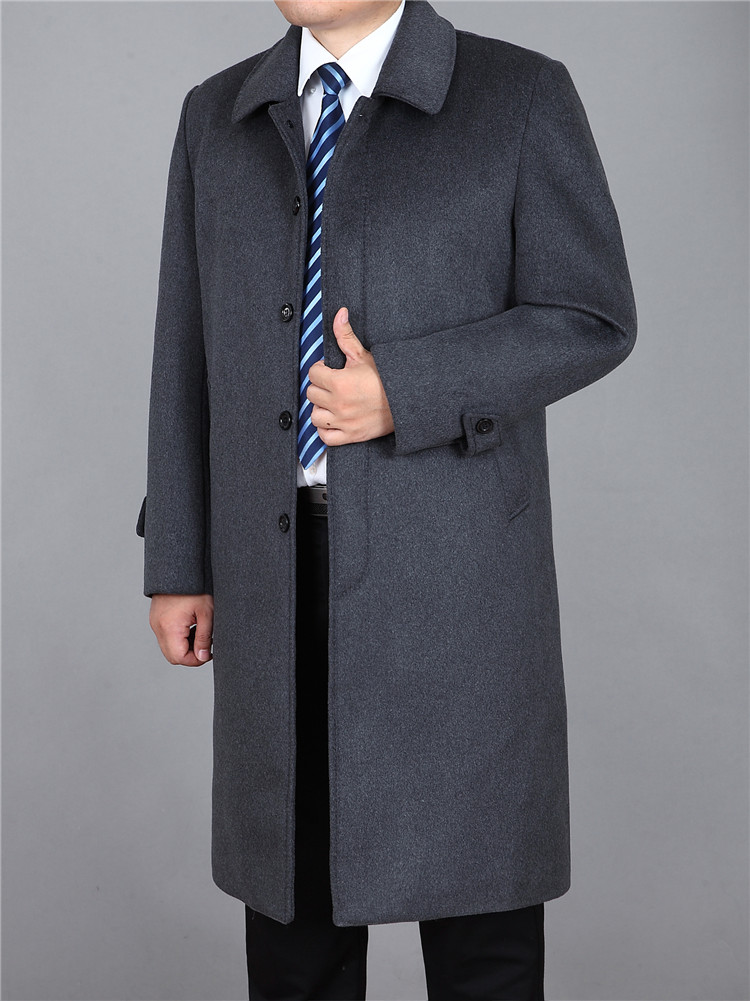 Mùa thu và mùa đông tải áo khoác cashmere mới cho nam áo gió nam trung niên len dài áo khoác dày cha áo cardigan nam