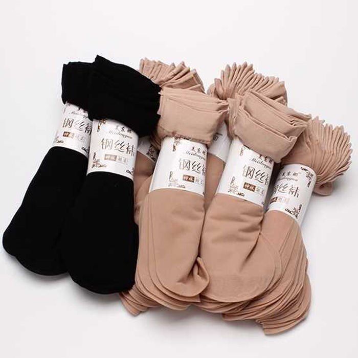(10 pairs--20 pairs)socks Women's anti-hook silk meat color cored wire steel wire mask socks thin short stockings