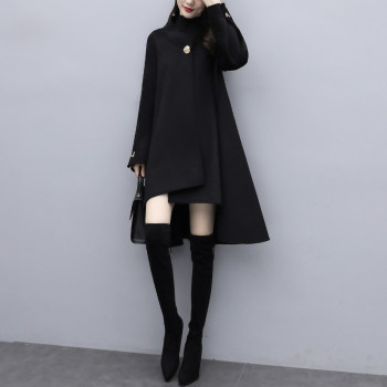 Black Double-Sided Cashmere Outwear Women's Mid-Length 2025 Autumn and Winter New Large Size Women's Cape Woolen Outwear