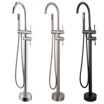 Floor faucet bathtub shower shower faucet set European rotating hot and cold water double shower Golden Black