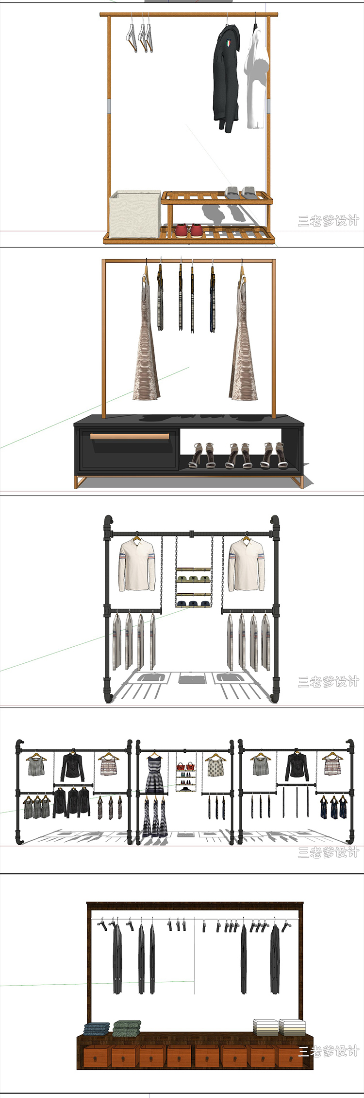 T44 SU服装店设计衣服模特现代时尚饰品工业风格模型sketchup...-8