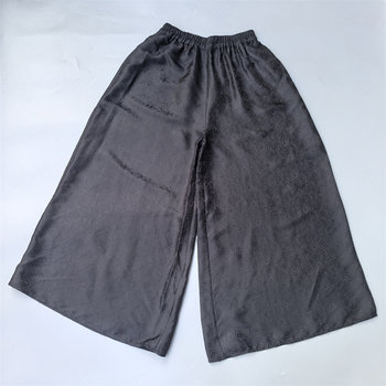 ມາໃຫມ່, ແບບຮົ່ວໄຫຼ, trousers ສີດໍາ, ຫນາແຫນ້ນ mulberry ໄຫມກາງເກງດອກໄມ້ໄຫມ, ກາງເກງຂາກ້ວາງອ່ອນ, trousers ບາດເຈັບແລະແມ່ຍິງ