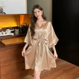 Летний топ с чашечками, пижама, платье, шелковый банный халат, комплект, эффект подтяжки, изысканный стиль