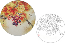 Work stroke white sketching manuscript line drafts Physical printing draft country painting beginners material fan surface peony lotus grapes