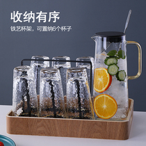 Glass cold water bottle home cold white water cup high temperature resistant water bottle super large capacity juice Zhu cup set