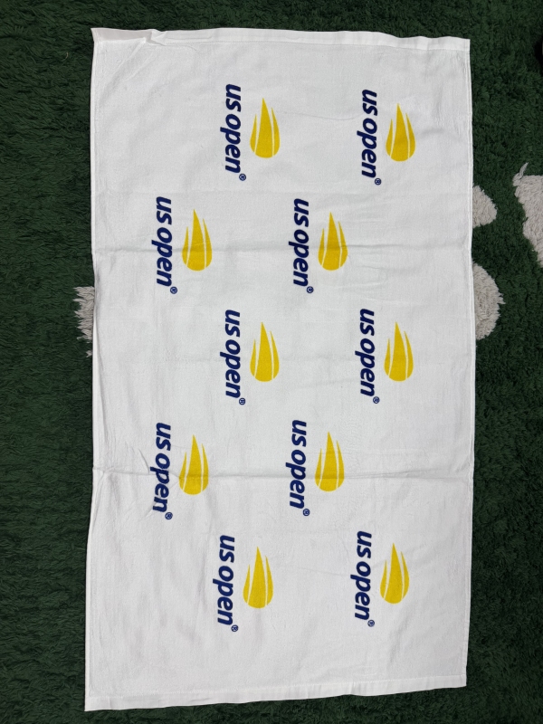 Us Open Official Towel, White Background with Yellow and Blue Logo, Large Tennis Sports Towel, Pure Cotton