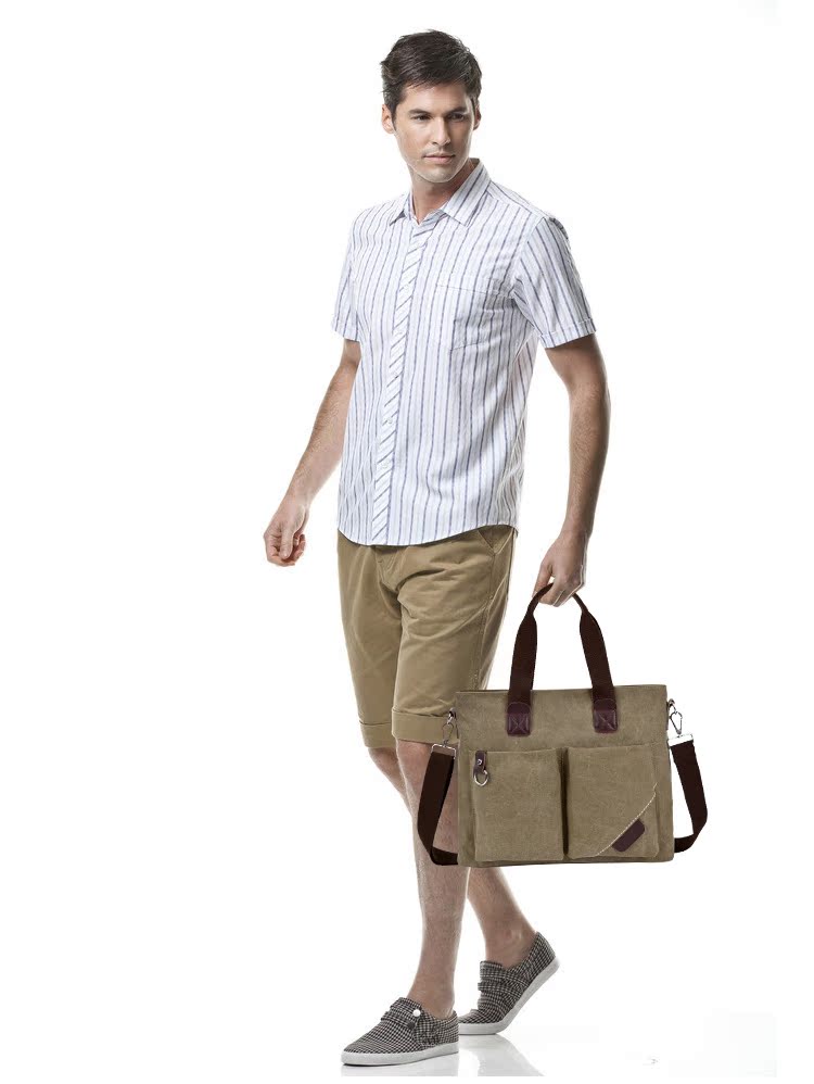 Túi vải thủy triều nam túi xách kinh doanh bình thường vali túi Messenger đa chức năng iPad tablet bag 14 inch túi nam đeo chéo