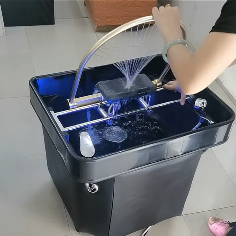 Hair Salon Mobile Water Cycle Fumigation Hair Therapy Shampoo Beauty Massage Bed Basin Set Flushing Bedside Accessories