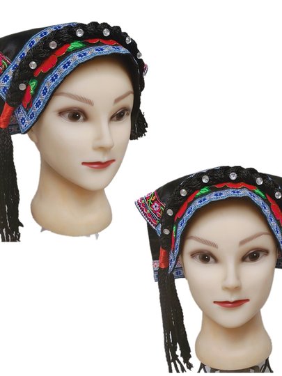 Embroidered Yi Costume Headdress Xiangxi Miao Head Pa Tujia Performance Costume Accessories Bu Yi Headscarf Yi Women
