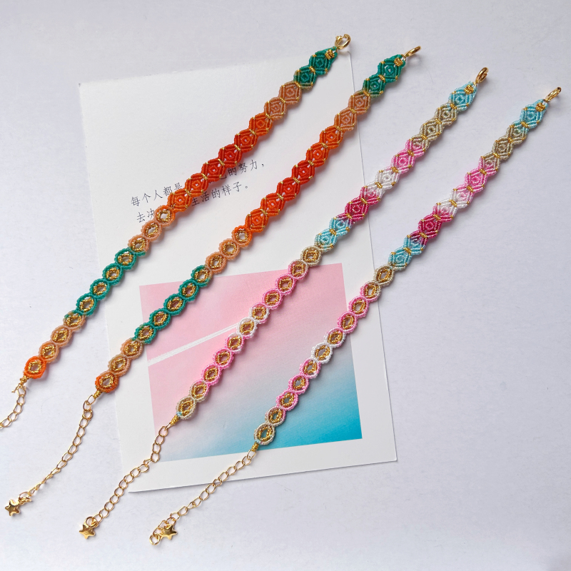Hand-Woven Satin-Dyed Wax Thread Money String Bracelet with Copper Coins, Double-Strand Bracelet with Small Coins, Money Flower Bracelet, Gift for Best Friends and Friends
