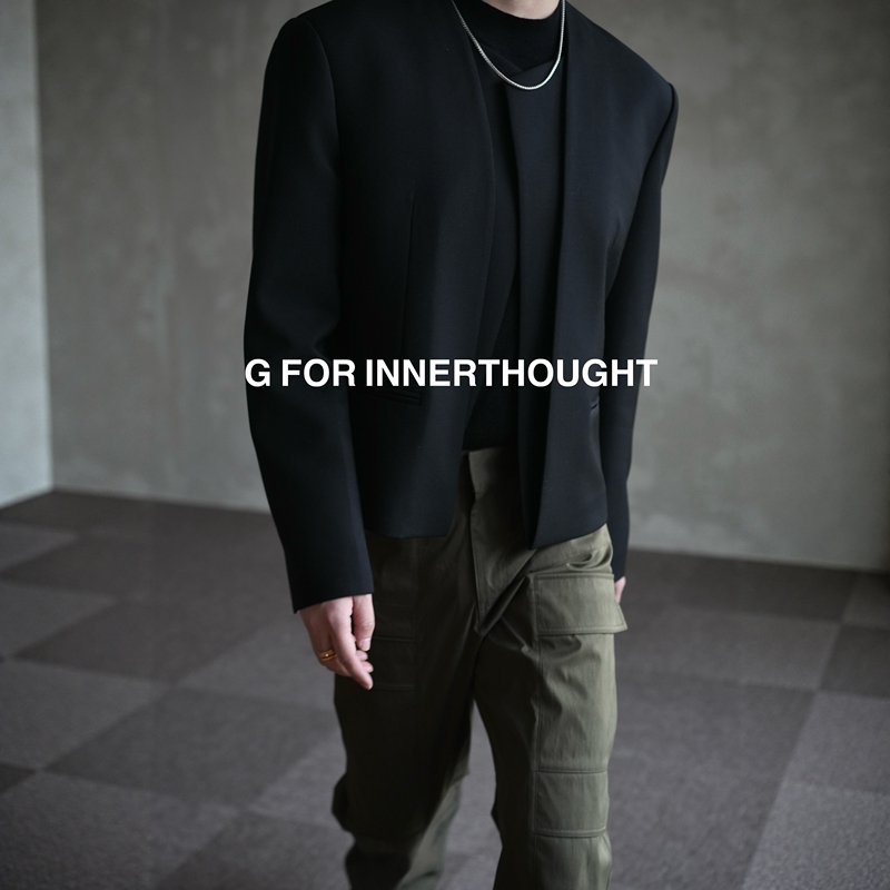 G for Innerthought High-End Casual Composite Structure Design Collarless Short Jacket Suit Men's Suit