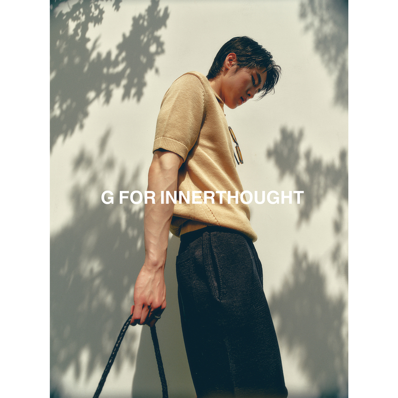 G for Inner Thought | Imported 100% Cupro Coarse Knit Sailor Collar Vacation Style Knitted Short-Sleeve T-Shirt G for Inner Thought | Imported 100% Cupro Coarse Knit Sailor Collar Vacation Style Knitted Short-Sleeve T-Shirt
