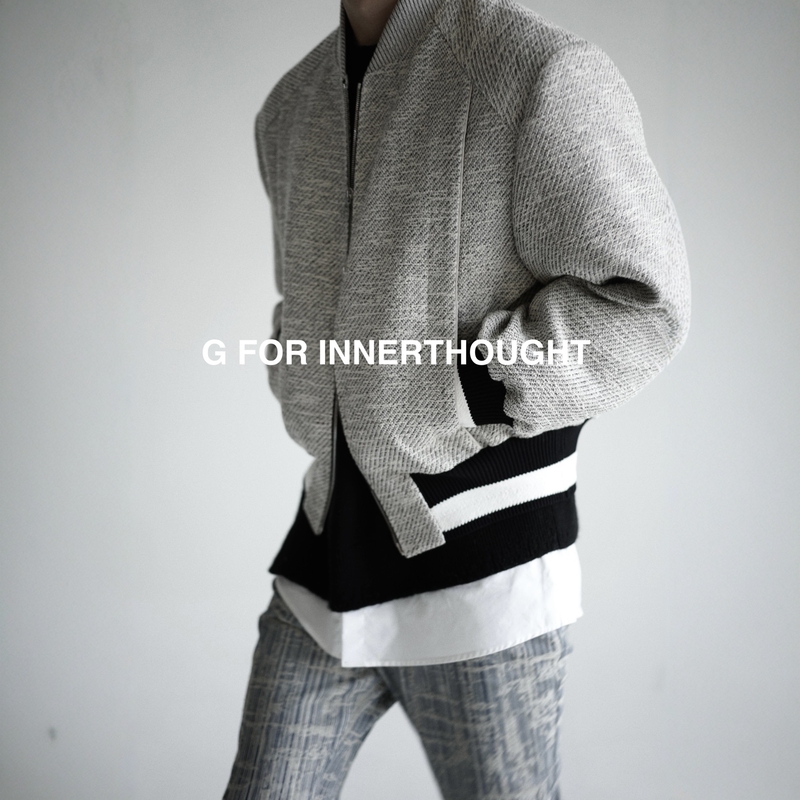 G for Inner Thought | Nissan Woven Thin Tweed Chanel-Style Baseball Collar Zip-Up Micro Silhouette Jacket