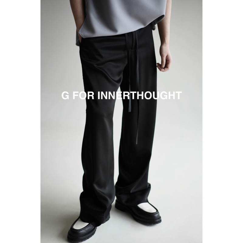 G for Innerthought Imported Triacetate Design Matte Double Satin Thick Silk Straight Casual Pants G for Innerthought Imported Triacetate Design Matte Double Satin Thick Silk Straight Casual Pants