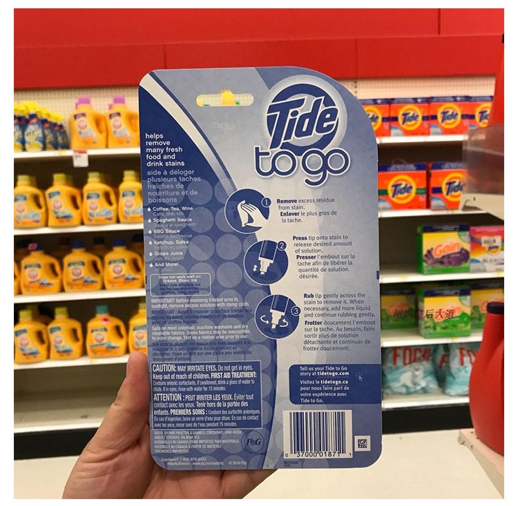 nước tẩy trắng quần áo cho bé Hoa Kỳ mua Tide to Go Tide xách tay khử trùng bút quần áo để tẩy vết bẩn bút làm sạch vết bút - Dịch vụ giặt ủi 	nước tẩy quần áo màu kao