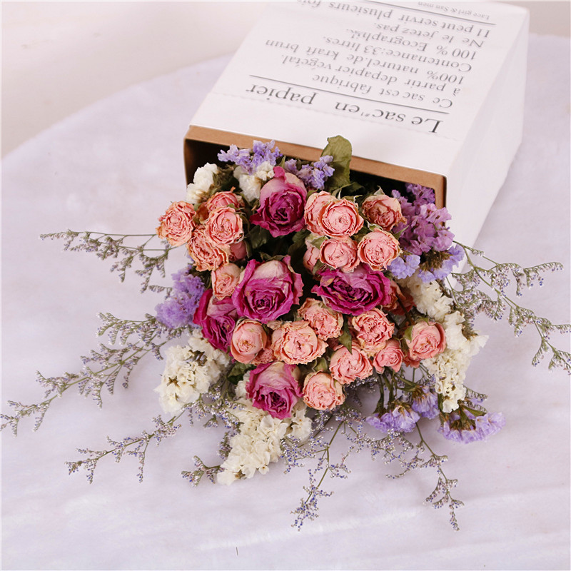 ins rose dry flowers bouquet Don't forget I'm real flowers bouquet Home Living room Decorative Pendulum with natural Rosaceae Dry flowers