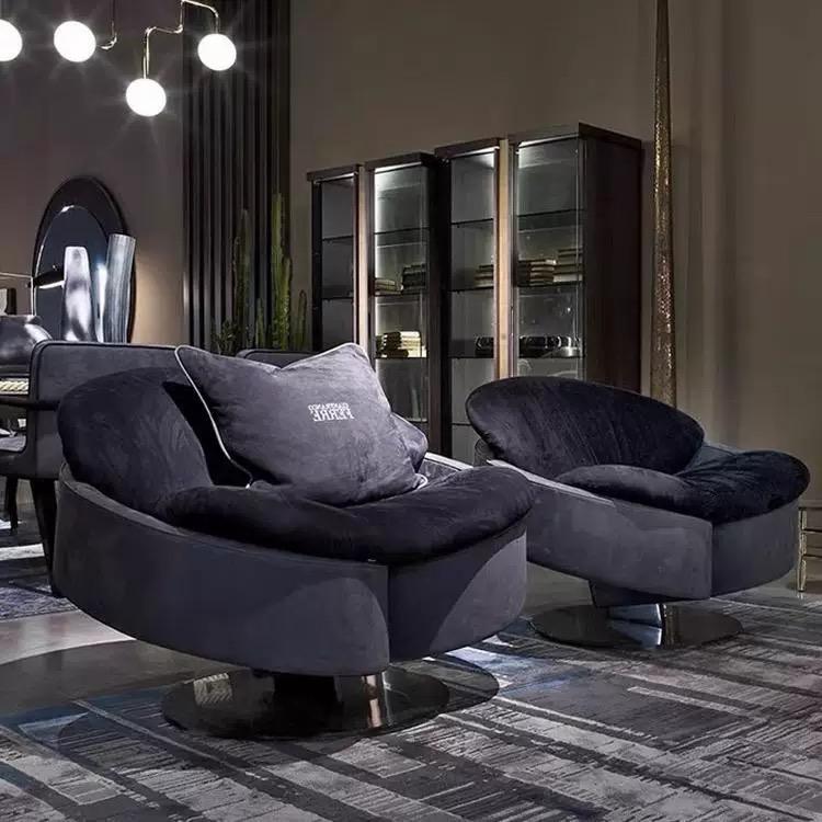 Italian Light Luxury Designer Art-Style Stainless Steel Fabric Modern Sofa Chair Simple Creative Retro Leisure Chair