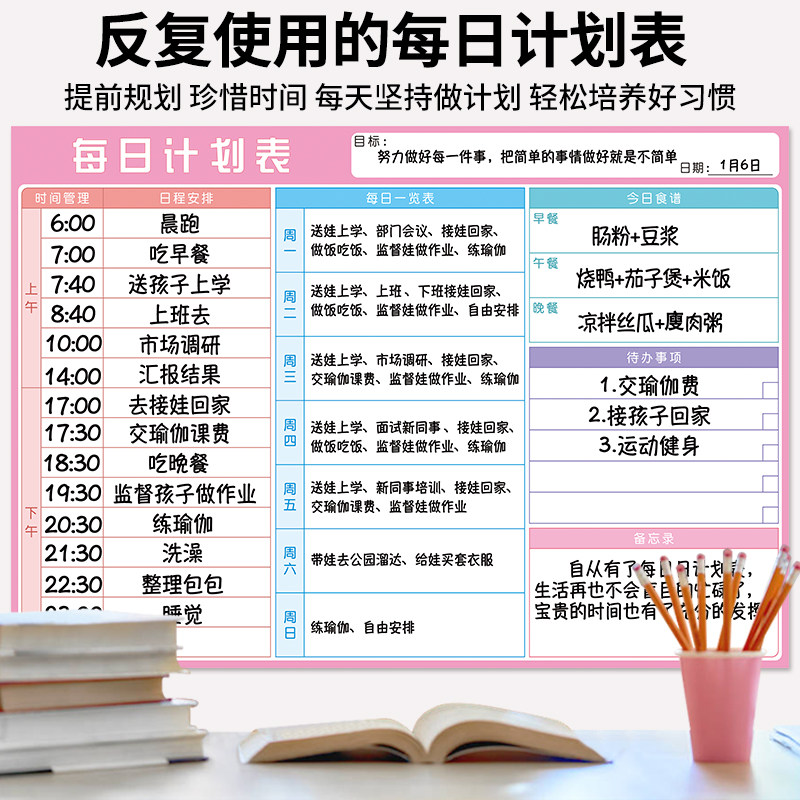 Daily schedule Table wall stickup children Self-regulation Card schedule Time schedule Home Good habits Habit Formation of the table