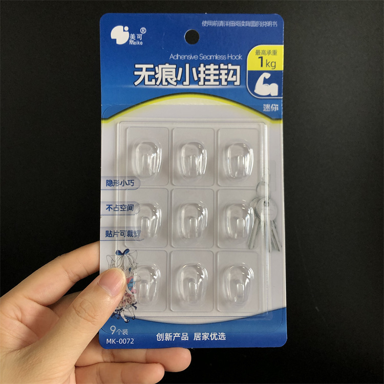  Strong Adhesive Hooks for Small Items, Red, Traceless, No-Nail Required, Mini Hooks for Dormitory, Pack of 9