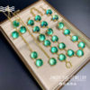 Chinese palace style inlaid glass earrings and ring set, medieval vintage Western retro bracelet and necklace for women