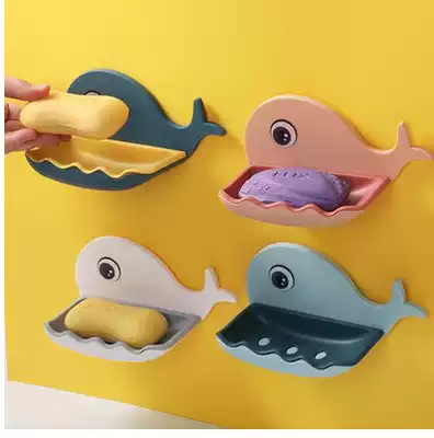 Whale soap box soap box cute punch-free wall-mounted suction cup home bathroom powder room drain rack