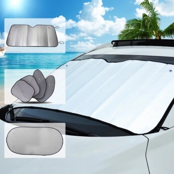 Car sunshade 6-piece set Thickened heat insulation sunshade summer sunscreen aluminum film light protection mat sun front shield universal