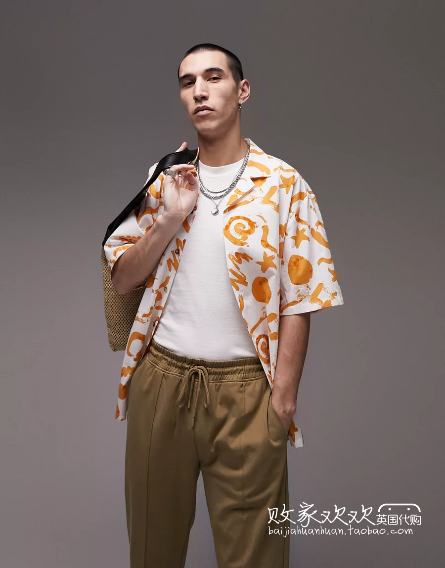 UK 03 09 2023 Trend oriented Men's new casual printing short sleeve and shirt