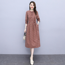 Four Seasons Green Woman Dress New Hangzhou 2022 Spring Long Sleeves Cotton Linen Dress Temperament High-end Linen Crummy Dress