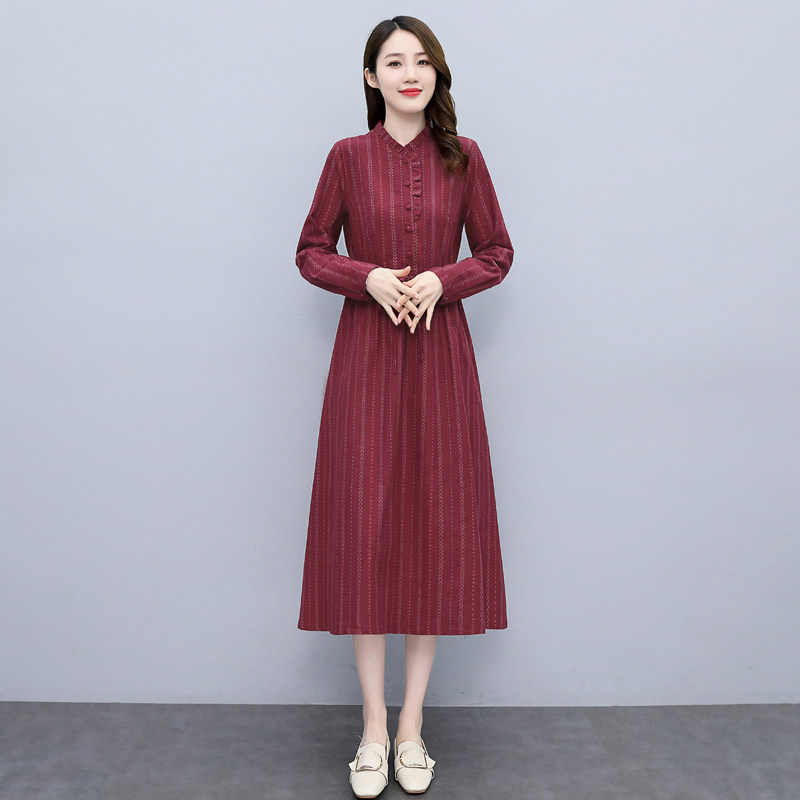 Four Seasons Green Women Dress New Hangzhou 2022 Springtime Advanced Senses don't make long sleeves Ocean Chopped Flowers Full Cotton Long Skirts