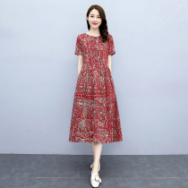 Four Seasons Green Women Dress New Hangzhou 2022 Summer Big Code Closets Waist Cotton Linen Dress Design Sensation Little Dresses