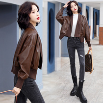 Four Seasons Green Woman Dress New Hangzhou 2021 Autumn Winter Dress Short Little Subshort Leather Clothing Jacket Plus Suede Genuine Leather Blouse