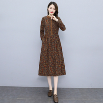 Four Seasons Green Woman Dress New Hangzhou 2022 Springtime Pure Cotton Long Sleeve Dress With Small Broken Flowers Cassera Long dress