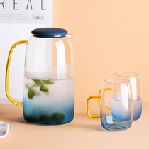 Japanese cold water jug Explosion-proof Nordic wind household glass high temperature resistance large capacity plain water cool cup juice jug