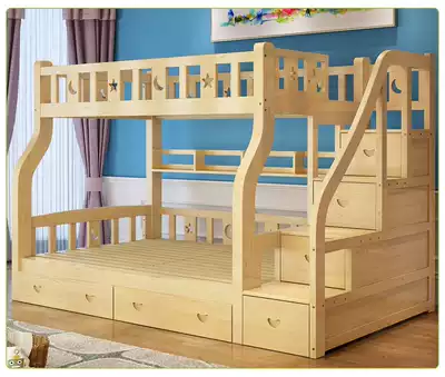 Adult solid wood bed, children's bed, mother bed, pine high and low bed, double bed, two-layer bed, mother and child bed, bunk bed