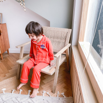 Childrens home clothes fruit pajamas three-piece summer suit new boy suit cotton parent-child suit