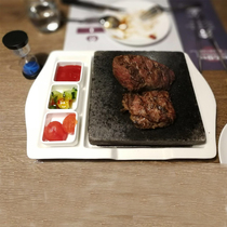 Natural volcanic stone steak plate granite stone steak frying pan roast beef stone slab barbecue plate Korean barbecue stone slab